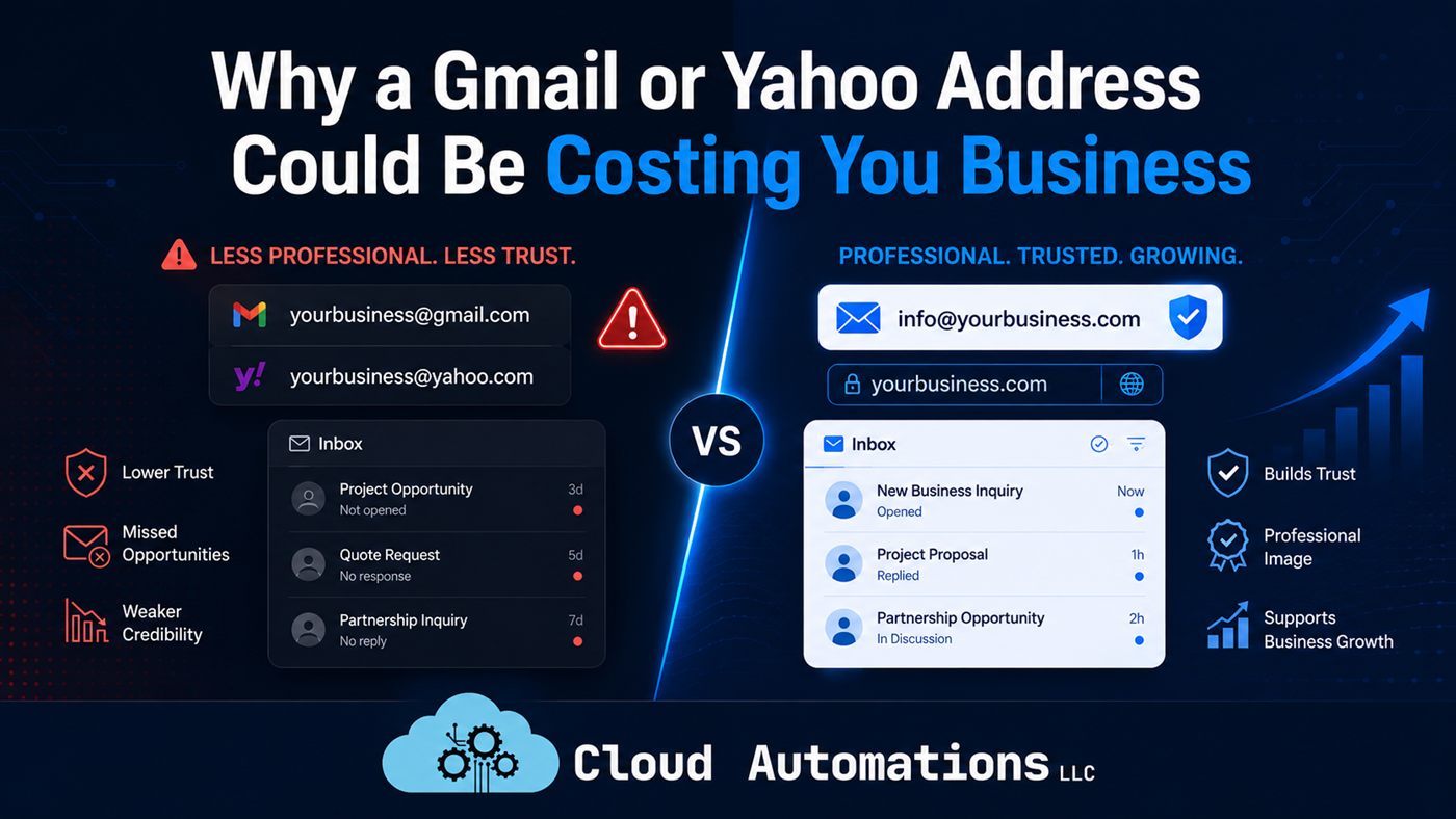 Why a Gmail or Yahoo Address Could Be Costing You Business - Cloud Automations LLC