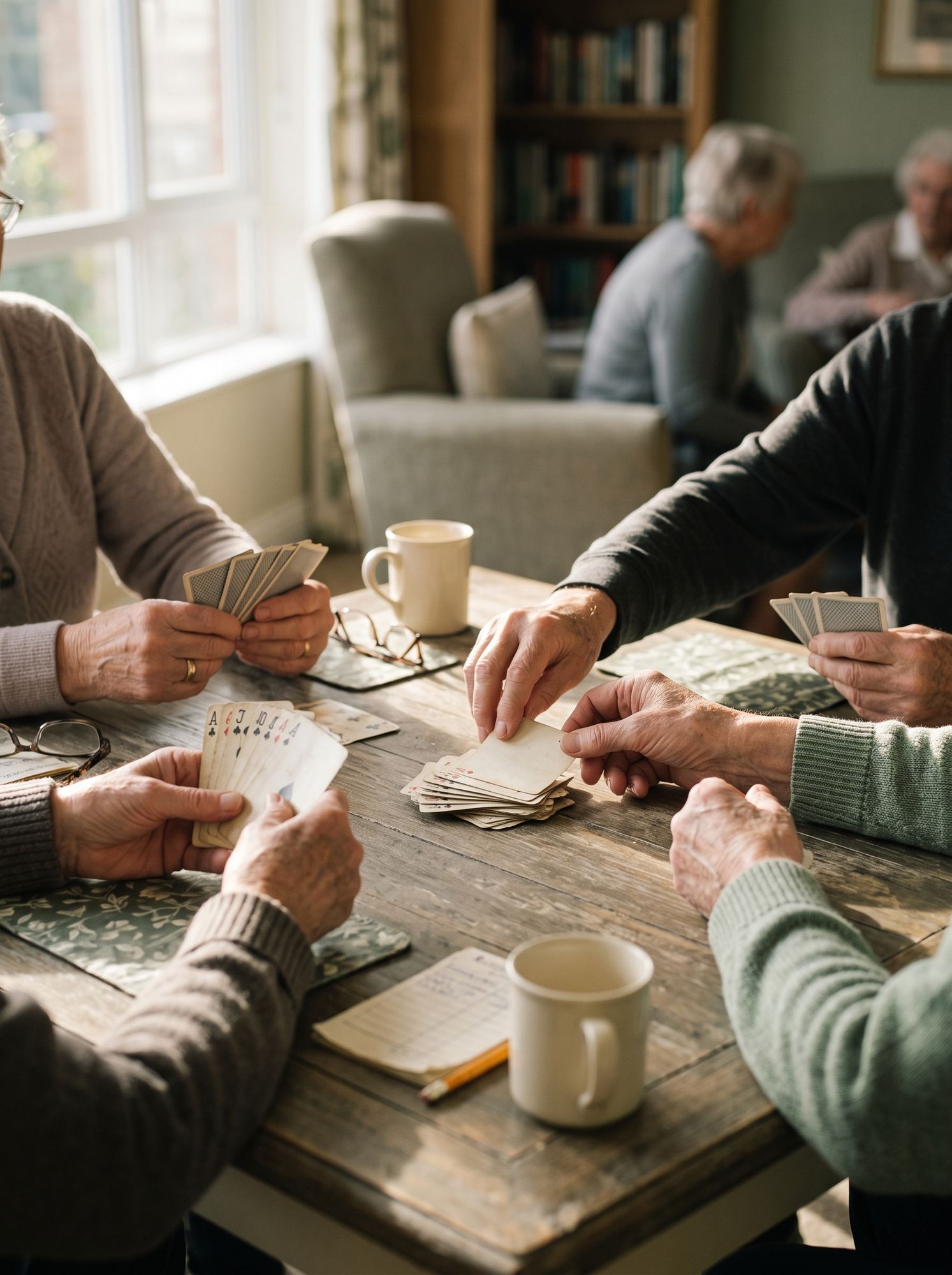 Residents playing cards together