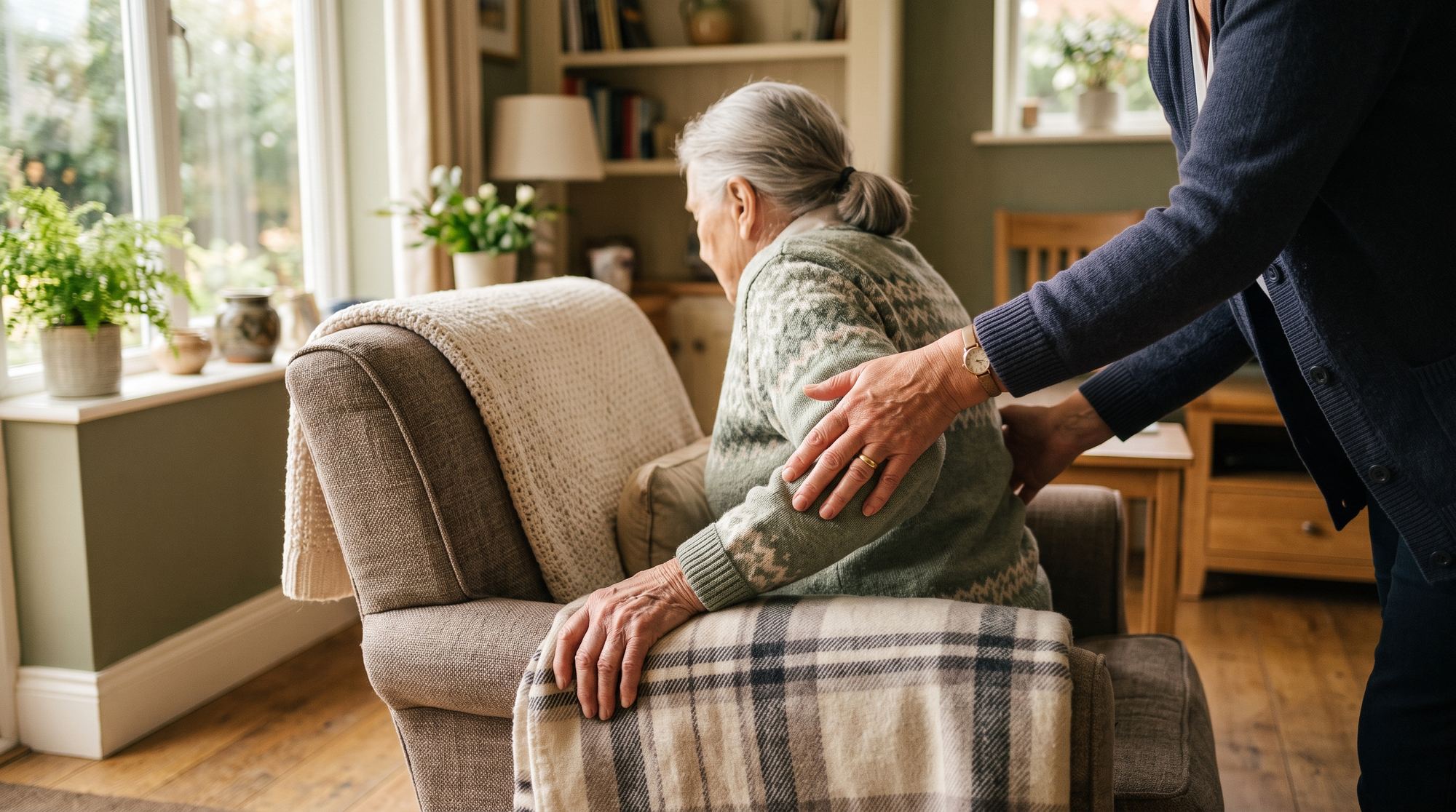 Caregiver assisting a resident